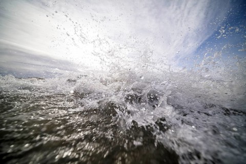 Storm Lolita raging on the stony shore in Hagnau