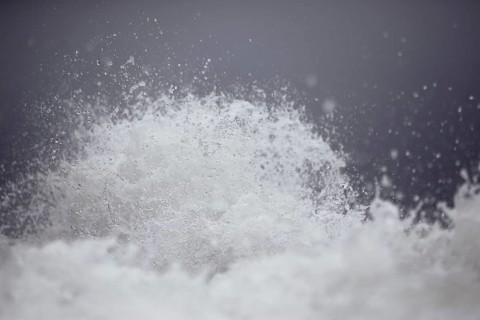 Storm Lolita raging on the stony shore in Hagnau