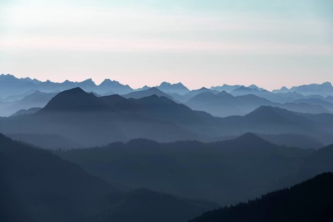 View from the Rotwandhaus of the main Alpine ridge towards Austria