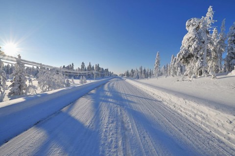 Snow covered road in winter