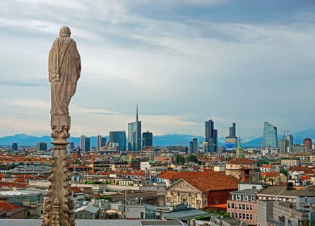 View from the roof of Milan Cathedral