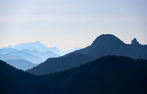 View from the Rotwandhaus of the main Alpine ridge towards Austria