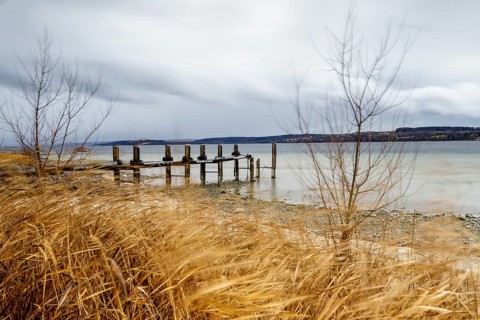 Stormy winter weather at Lake Constance
