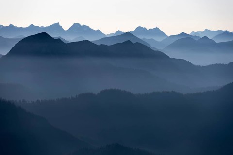 View from the Rotwandhaus of the main Alpine ridge towards Austria