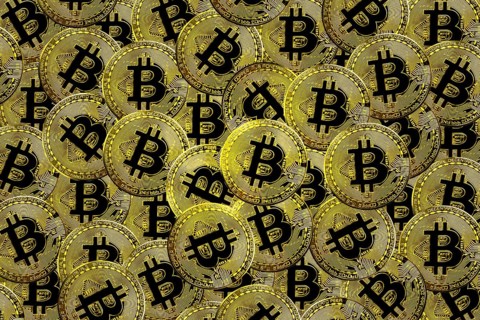 Bitcoin BTC crypto currency gold coins abstract texture