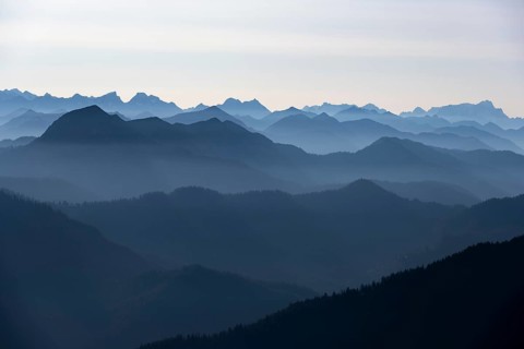 View from the Rotwandhaus of the main Alpine ridge towards Austria