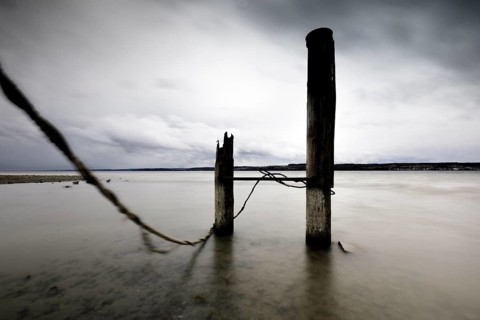 Stormy winter weather at Lake Constance
