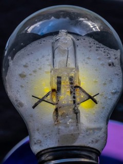 Light bulb filled with soap foam