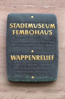 Information board about a coat of arms relief on the Fembohaus