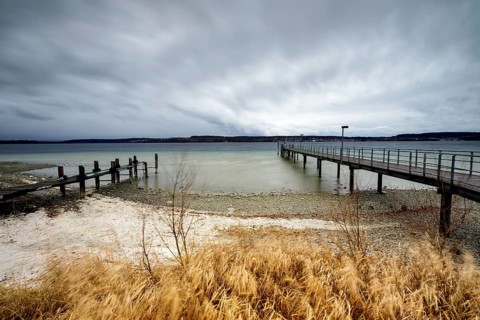 Stormy winter weather at Lake Constance