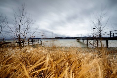 Stormy winter weather at Lake Constance