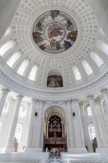 Interior view with the large dome in St. Blasius Cathedral