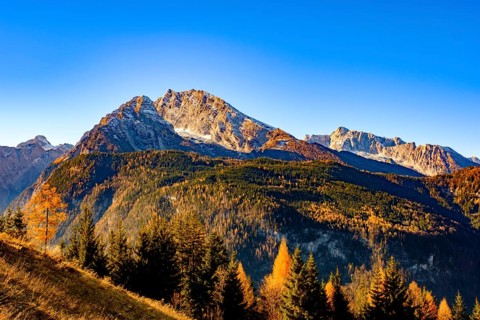 Mountains glow in autumn