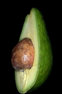 Green halved avocado
