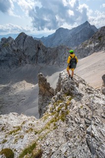 Hiker on rocky outcrop