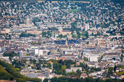 View from the Uetliberg over the Atlstadt of Zurich