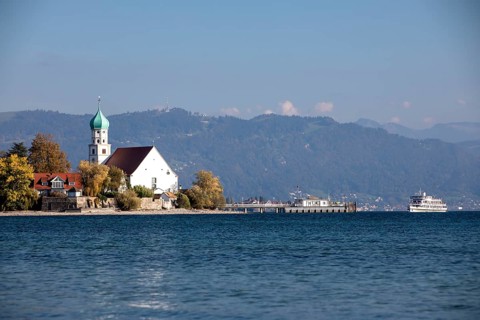 View from the painter's corner to the church of St. George and Pfaender