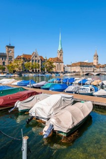 Boats in the harbour at the Limmat