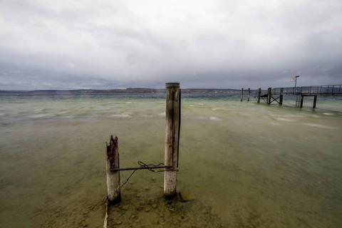 Stormy winter weather at Lake Constance