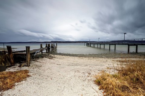 Stormy winter weather at Lake Constance
