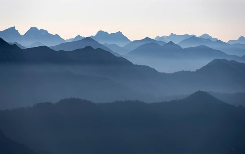 View from the Rotwandhaus of the main Alpine ridge towards Austria