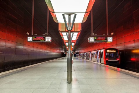 Elevated Metro Underground Station Hafencity University Station in Hamburg