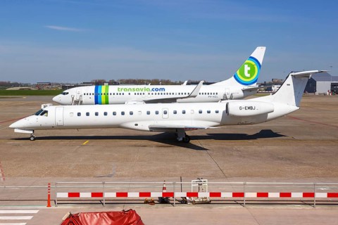An Embraer 145 of BMI Regional with the registration G-EMBJ at the airport in Rotterdam