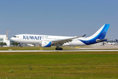 An Airbus A330-800neo aircraft of Kuwait Airways with registration number 9K-APG at Munich Airport
