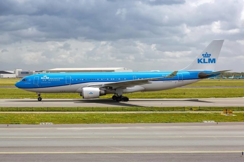 An Airbus A330-200 aircraft of KLM Royal Dutch Airlines with registration PH-AOD at the airport in Amsterdam
