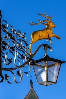 Nose shield with golden stag and lantern