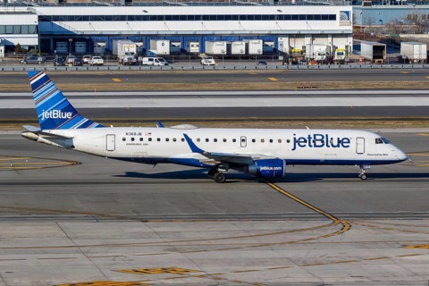 A JetBlue Embraer 190 aircraft with registration N368JB at New York John F Kennedy