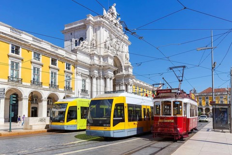 Trams Lisbon Public Transport Transport at the Arc de Triomphe in Lisbon