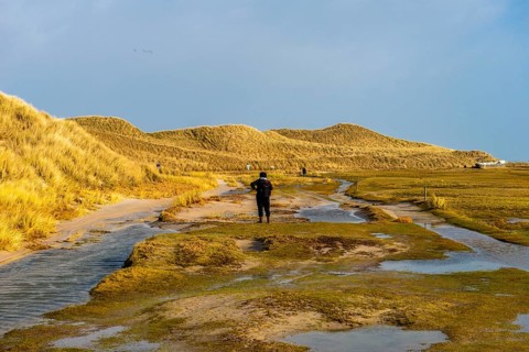 Flooded boardwalk to Amrum Odde