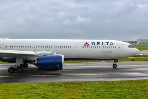 An Airbus A330-900neo aircraft of Delta Air Lines with registration N404DX at the airport in Amsterdam