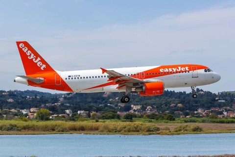 An EasyJet Airbus A320 aircraft with registration G-EZTB at Corfu Airport