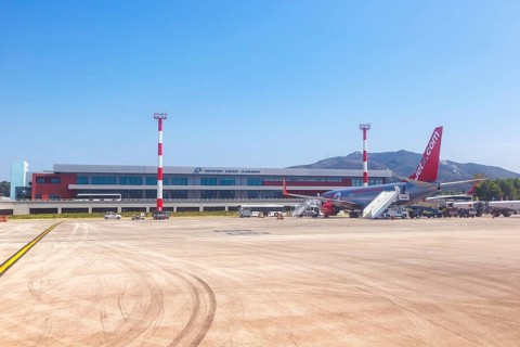A Jet2 Boeing 737-800 with registration G-JZHW at the airport in Zakynthos