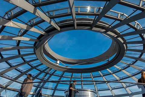 The ventilation hole in the glass dome of the Reichstag