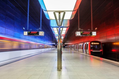 Elevated Metro Underground Station Hafencity University Station in Hamburg