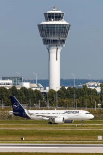 A Lufthansa Airbus A320neo aircraft with the registration D-AINM at the airport in Munich