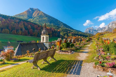 Mountain Cemetery with Parish Church of St. Sebastian Ramsau