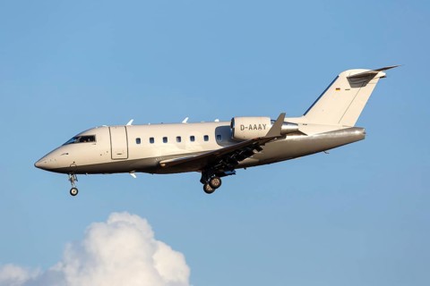 A Bombardier Challenger 604 of Air Independence with registration D-AAAY lands at the airport in Palma de Majorca