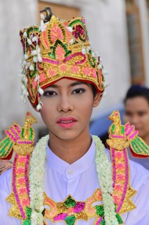 Splendidly dressed aspiring novice at novice ceremony