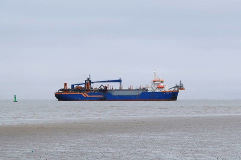 Dredger on the North Sea
