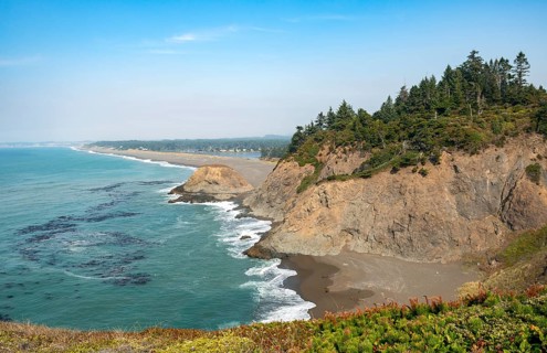 Sandy beach beach and rocky coast