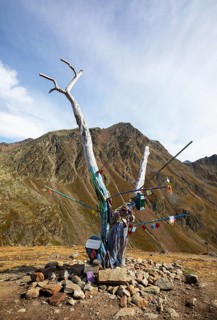 Tree of longing Wishes and dreams on the pass summit of the Timmelsjoch High Alpine Road