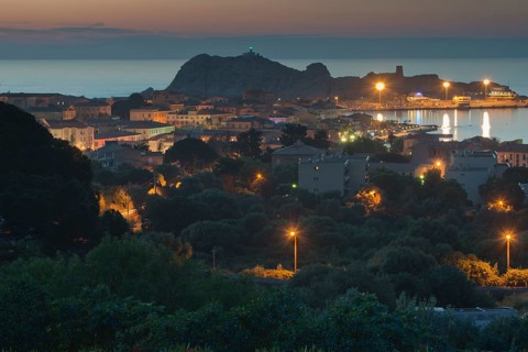 View of Ile-Rousse at sunset