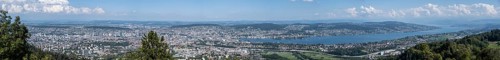 View of the old town of Zurich and Lake Zurich from the Uetliberg