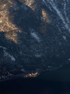 Hallstatt on Lake Hallstatt in the evening light