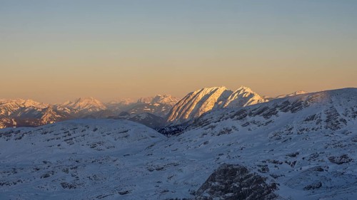 Evening light at sunset over the Grimming