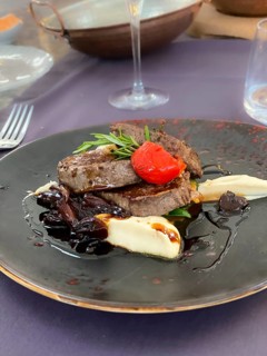 Steak with plum jam